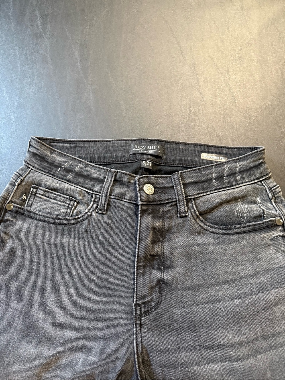 Judy Blue High-Rise Black Faded Distressed Boyfriend Jeans size 5/27